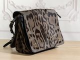 leopard print cross body bag with gold studs
