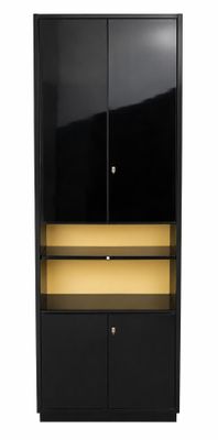 TRAVAIL FRANCAIS vers 1980 Meuble en bois laqué noir ouvrant…