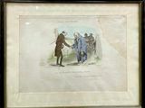 painting of a man shaking hands with another man in a blue coat