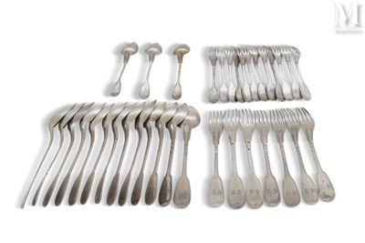 Ensemble de couverts en argent composé de :