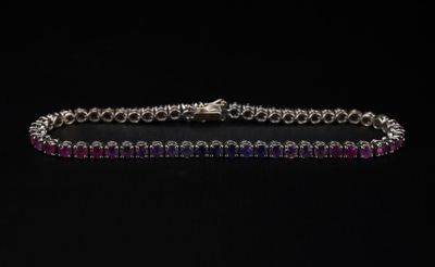 Joli bracelet "tennis", rivière pierres de couleurs en dégra…