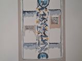 a picture of a painting of a cross on the wall