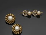 a pair of pearl and diamond ear clips and a pair of earrings