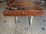 a lot of musical instruments that are sitting on a table