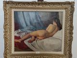 une peinture représentant une femme nue allongée sur un lit