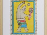 drawing of a man holding a tennis racquet in his right hand