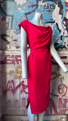 Robe T.40 A.VAUTHIER Crêpe Rouge Col Bateau Neuve avec étiquette