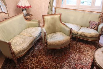 two couches and a chair in a living room
