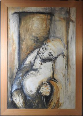 tableau représentant une femme assise sur une chaise dans une pièce