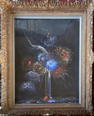 une image d'un tableau représentant un vase contenant des fleurs