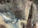 a picture of a painting of a building with a sky background