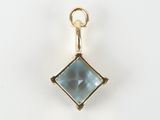a small blue topaz stone is set in a gold plated pendant