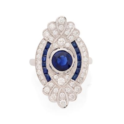 bague art déco en saphir et diamant
