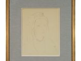 an image of a drawing of a woman ' s face in a gold frame