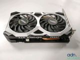 a close up of a video card with two fans on top of it