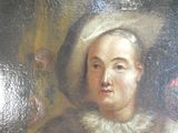 tableau représentant une femme en robe blanche à col de fourrure