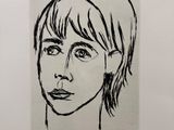 un dessin représentant le visage d'une femme en noir et blanc