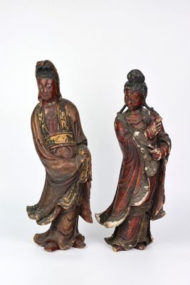 paire de figurines asiatiques représentant un homme et une femme