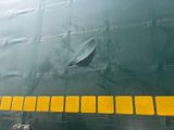 an image of a green train car with a shark on the side of it