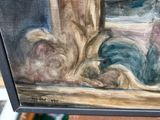 a painting of a cat that is laying down on a table