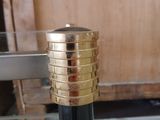 a close up of a metal object on a table