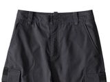 a picture of a black cargo shorts on a white background