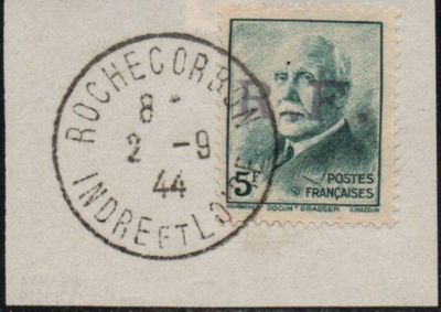 an old stamp with a picture of a man and a clock on it