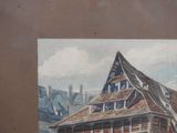 a picture of a painting of a house on the street