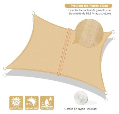 AXT SHADE Voile d'ombrage Imperméable Rectangulaire 2,5x4m T…