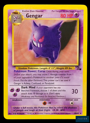 une image d'une carte Pokémon sur laquelle figure un Pokémon violet
