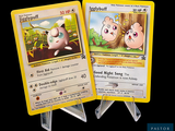deux cartes Pokémon exposées sur un fond noir