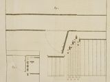 an old drawing of a plan of a building with a staircase leading up to it