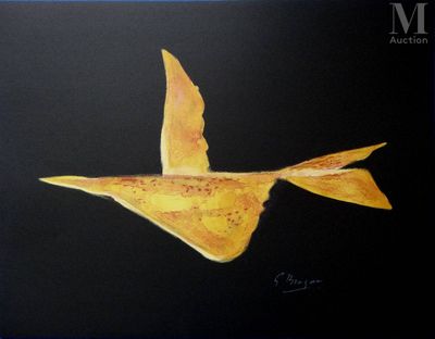 Lithographie de Georges Braque - Composition dorée - Photo 1