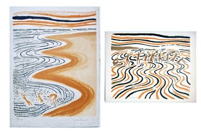 three different types of art work displayed on a white surface