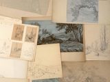 a lot of drawings that are on a table