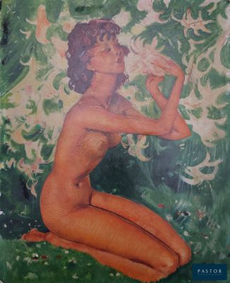une image représentant un tableau où l'on voit une femme nue assise par terre
