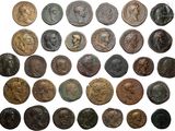 a collection of ancient roman coins on a white background
