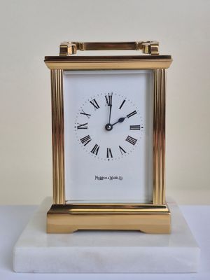 MAPPIN & WEBB Pendulette d'officier en laiton doré ouverte s…