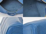 a collage of photos of a blue bag