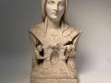 marble bust of a woman with a bird in her hand