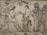 a drawing of a group of men standing next to each other