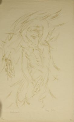 dessin représentant une femme tenant un oiseau dans la main