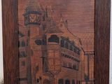 an image of a picture of a building with a clock on it