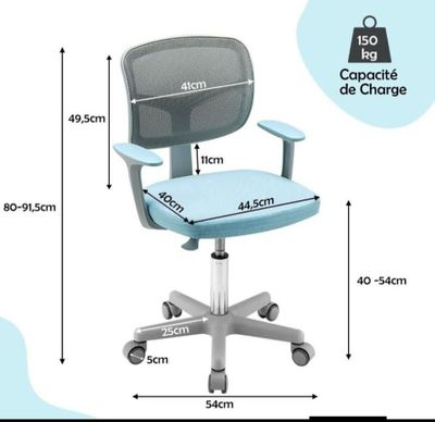 the height of the office chair is shown with the height of the chair