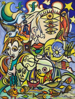 LE COUR Patrick - Invitation à la fête (1993) - Peinture sur…