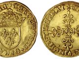 une pièce d'or avec une couronne au recto et un bouclier au verso
