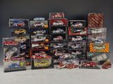 a lot of toy cars that are in a display case