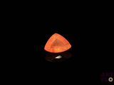 a close up of a small orange rock on a black surface