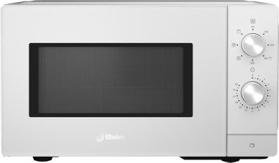 four à micro-ondes blanc avec commandes électroniques, sur fond blanc