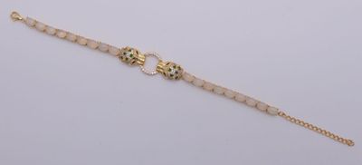 Bracelet en argent doré,serti de 18 opales taille cabochon,a…